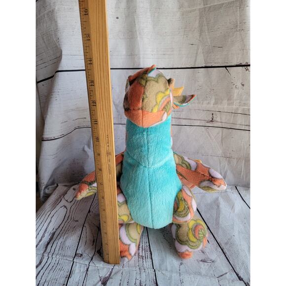 Dragon Stuffed Animal Plush 13in Tall Floral Pattern Possibly Handmade - Picture 9 of 9